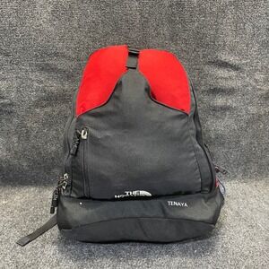 The North Face Tenaya Backpack Red/Black Vintage Bag Y2K Hiking Daypack